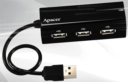 
USB-концентратор Apacer PH250 позволяет связать два ПК
